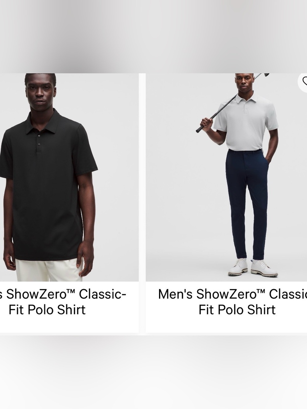 Lululemon Men’s ShowZero Classic-Fit Polo Shirts, Large, 1 grey and 1 black